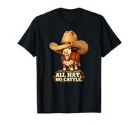 all Hat No Cattle - Divertente Cowboy Mucca Western Rodeo Umorismo Maglietta