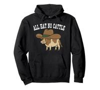 All Hat, No Cattle - Divertente gioco di parole mucca gigante che indossa un piccolo cappello Felpa con Cappuccio