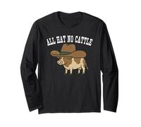 All Hat, No Cattle - Divertente gioco di parole mucca gigante che indossa un piccolo cappello Maglia a Manica