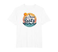 all I Need Are Some Tasty Waves Retro Surf Citazione Maglietta, Uomo Taglie Grandi, Bianco, 6X Tall