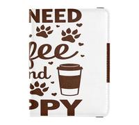 All I Need Coffee & My Puppy - Custodia in pelle per passaporto e carte di vaccino, organizer per documenti di viaggio, con blocco RFID, per uomini e donne, impermeabile