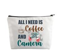 All I Need is Coffee and Camera Makeup Bag Coffee Lover Regali Fotografia Regali per Fotografi Borsa da toilette da viaggio, Caffè e Fotocamera, M, Nuovo