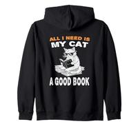 all I Need is My Cat And a Good Book to Read for Cats Lovers Felpa con Cappuccio