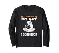 all I Need is My Cat And a Good Book to Read for Cats Lovers Maglia a Manica