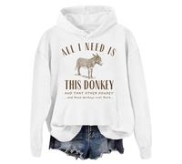 All I Need is This Donkey Felpa con cappuccio unisex Donkey, bianco, L