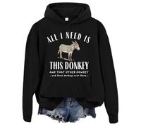 All I Need is This Donkey Felpa con cappuccio unisex Donkey, Nero , L