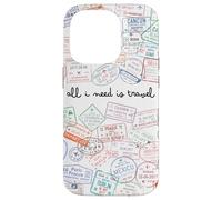 All I need is travel Passaporto mondo timbri viaggi aereo Custodia per iPhone 14 Pro