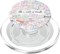 All I need is travel Passaporto mondo timbri viaggi aereo PopSockets PopGrip per MagSafe