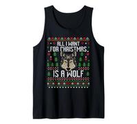 all I Want for Christmas Is A Wolf Ugly Xmas Lover Maglione Canotta