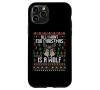 All I Want For Christmas Is A Wolf Ugly Xmas Lover Maglione Custodia per iPhone 11 Pro