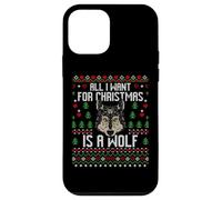 All I Want For Christmas Is A Wolf Ugly Xmas Lover Maglione Custodia per iPhone 12 mini
