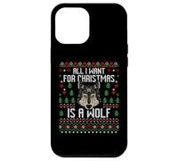 All I Want For Christmas Is A Wolf Ugly Xmas Lover Maglione Custodia per iPhone 12 Pro Max