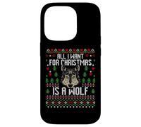 All I Want For Christmas Is A Wolf Ugly Xmas Lover Maglione Custodia per iPhone 14 Pro