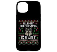 All I Want For Christmas Is A Wolf Ugly Xmas Lover Maglione Custodia per iPhone 15 Plus