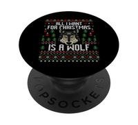 All I Want For Christmas Is A Wolf Ugly Xmas Lover Maglione PopSockets PopGrip Adesivo