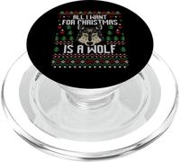 All I Want For Christmas Is A Wolf Ugly Xmas Lover Maglione PopSockets PopGrip per MagSafe
