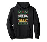 all I Want for Christmas is Beer Funny Ugly Style Felpa con Cappuccio