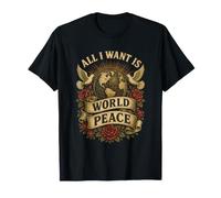 all I Want Is World Peace Vintage Colomba Globe unità Globale Maglietta