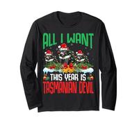 all I Want This Year is Tasmanian Devils Wearing Christmas Maglia a Manica