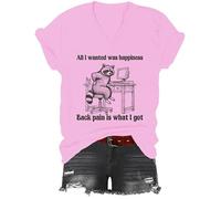 All I Wanted was Happiness Back Pain is What I Got Shirt, All I Wanted was Happiness - T-shirt con scollo a V, rosa, M