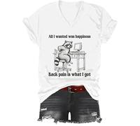 All I Wanted was Happiness Back Pain is What I Got Shirt, All I Wanted was Happiness - T-shirt con scollo a V, bianco, M