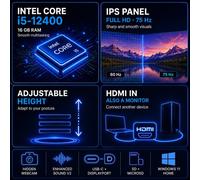 All-in-One Alurin Flow Intel Core i5-12400 16GB 1TB SSD UHD 730 24" Windows 11 Home Altezza regolabile