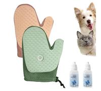 All-in-One Grooming Mist Glove for Pets, Reusable Pet Hair Removal Tools, Massage Gloves, Remove sticky hair from clothes and sofas (Pink+Green)