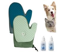 All-in-One Grooming Mist Glove for Pets, Reusable Pet Hair Removal Tools, Massage Gloves, Remove sticky hair from clothes and sofas (Blue+Green)