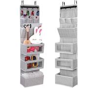 All-In-One Over The Door Organizer, Super Behind The Door Storage Organizer with Door Rack and Large Clear Windows, Wall File Organizer, Hanging Organizer (1 Pack Silk Printing Grey)