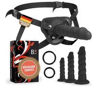 "ALL-IN" STRAP-ON fisso con 3 DIMENSIONI DILDO 14,0 cm 17,0 cm e 21,0 cm - incluso SISTEMA DI BLOCCO A SCATTO per una facile manipolazione - SILICONE PREMIUM - nero