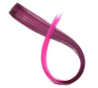 All Long Straight Color Hair Piece Extensions Clip In Highlight Rainbow Streak Pink Synthetic Strands On Clips(P2/350)