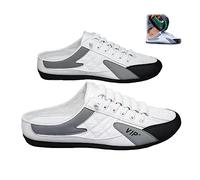 all-Match Casual Mule Open Back Sneakers, Punta Chiusa Sandali per Gli Uomini Slip on, Comfort Traspirante Walking Mules Casual Scarpe Outdoor (44,White)