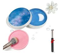 All-Natural Makeup Brush Soap,Silicone Makeup Brush Cleaning Pad With Soap,Deeply Cleans Waterproof Makeup,For Brushes, Sponges, Powder Puffs, And Beauty Blenders.Vegan, Easy Rinse. (#C)