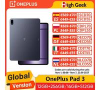 ONEPLUS Pad 3 13.2" 3.4K 144Hz WIFI 16GB RAM + 512GB ROM Frosted Silver (versione UK)