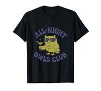 all-Night Owls Club Owl Martini Night Party Design Maglietta