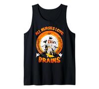 all Nurses Love Brains Zombie Nurse Funny Halloween Costume Canotta