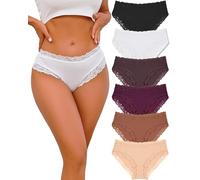 ALL OF ME Confezione da 6 Pezzi di Biancheria Intima da Donna in Cotone Brasiliano, Slip in Pizzo Morbido Hipster Sexy Panties, Mutandine da Donna, Mutandine morbide, Taglie S-XL, Serie A-6, M