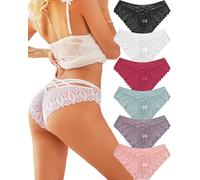 ALL OF ME Mutande Donna Brasiliano Slip Donna Pizzo Sexy Culotte Donna Lace Intimo Seducente Set Trasparente Vita Bassa Underwear Pacco da 6,L
