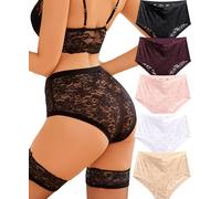 ALL OF ME Mutande Donna Vita Alta Slip Donna Pizzo Morbido e Comodo Confezione da 5 Taglie da S a XXL