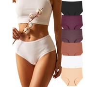 ALL OF SHE Mutande Donna Cotone Slip Donna Cotone Vita Alta Contenitive Culotte Intimo Donna Set 6 Pezzi Morbido Traspirante Uso Quotidiano Multipack Taglie，M