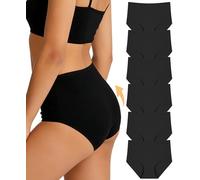ALL OF SHE Mutande Donna Cotone Vita Alta Slip Donna Cotone Culotte Donna Intimo Donna Set 6 Pezzi Elastico Morbido Traspirante Comfort Quotidiano Multipack Taglie Nero，XL