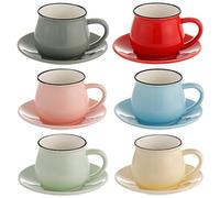All-Pie Tazze e piattini da caffè in ceramica, set da 6, 108 ml / 3,65 oz