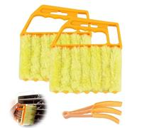 All-Purpose Washable Cleaning Brush - Blinds, Venetian Cleaner Duster Tool, Ergonomic Handle&7 Roller System Shutter Cleaner, Cleaning Tool for Air Conditioner&Car AC Vent (2, yellow)