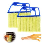 All-Purpose Washable Cleaning Brush - Blinds, Venetian Cleaner Duster Tool, Ergonomic Handle&7 Roller System Shutter Cleaner, Cleaning Tool for Air Conditioner&Car AC Vent (2, blue)