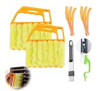 All-Purpose Washable Cleaning Brush - Blinds, Venetian Cleaner Duster Tool, Ergonomic Handle&7 Roller System Shutter Cleaner, Cleaning Tool for Air Conditioner&Car AC Vent (1, Cleaning Kit)