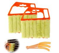 All-Purpose Washable Cleaning Brush - Blinds, Venetian Cleaner Duster Tool, Ergonomic Handle&7 Roller System Shutter Cleaner, Cleaning Tool for Air Conditioner&Car AC Vent (2, orange)