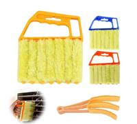All-Purpose Washable Cleaning Brush - Blinds, Venetian Cleaner Duster Tool, Ergonomic Handle&7 Roller System Shutter Cleaner, Cleaning Tool for Air Conditioner&Car AC Vent (1, yellow)
