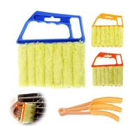 All-Purpose Washable Cleaning Brush - Blinds, Venetian Cleaner Duster Tool, Ergonomic Handle&7 Roller System Shutter Cleaner, Cleaning Tool for Air Conditioner&Car AC Vent (1, blue)