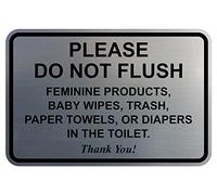 All Quality Classic Framed Please Do Not Flush Thank You Bathroom Etiquette Sign - 4" x 6" (Brushed Silver) 1 Pack