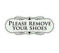 All Quality Designer Please Remove Your Shoes Thank You Sign, plastica, Lt Gray, 3-1/2" x 9" - Large